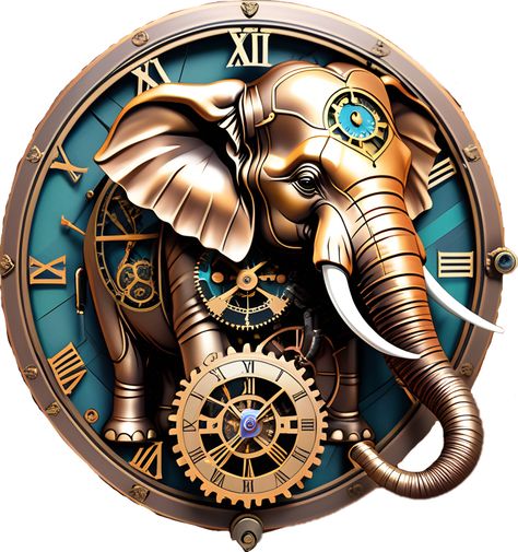 Steampunk Elephant, Elephant Clock, Steampunk Elements, Elephant, Clock, Animals