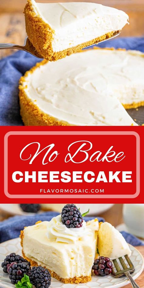 Homemade No Bake Cheesecake, Original Cheesecake Recipe, Basic Cheesecake Recipe, Smooth Cheesecake, Cheesecake Recipes Easy Homemade, Banana Bread Recipe Easy Moist, Basic Cheesecake, Best No Bake Cheesecake, Cheescake Recipe