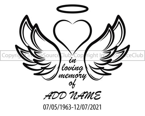 In Loving Memory Drawings, In Loving Memory Tattoos For Daughter, Angel Wings Memorial Tattoo, In Loving Memory Tattoos Best Friends, Memorial Shirts In Loving Memory, Memorial Drawings, Tattoos For Loved Ones Who Passed, Memorial Heart Tattoo, Angel Wings With Halo