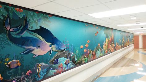 Emergency Department, Health System, Sea Creatures, Pediatrics, Wall Design, Pop Up, Kindergarten, Mural, Wall