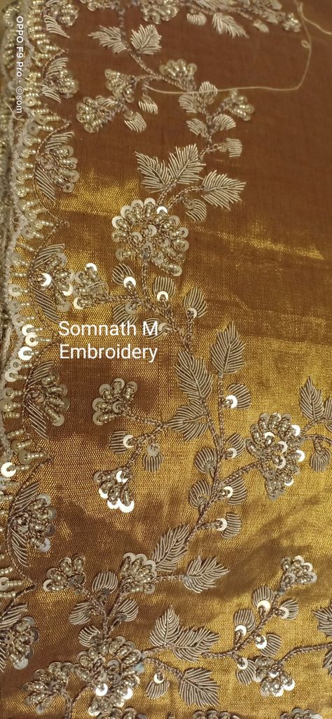 #zardoziwork Heavy Zardosi Work Dupatta, Embroidery Dabka Work Design, Dabka Hand Embroidery, Dabka Work Embroidery Gharara, Gharara Embroidery Designs, Zardozi Work Gharara, Duppata Embroidery Design, Hand Zari Embroidery Designs, Zari Suit Designs