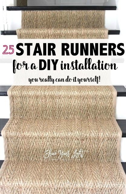 Sources And Tips For DIY Stair Runners - Shine Your Light Stairs Makeover Design, Diy Stairs Makeover, Stairs Makeover Ideas, Stairs Renovation, Farmhouse Style Lighting, Stair Makeover, Staircase Runner, Diy Staircase, Stairs Makeover