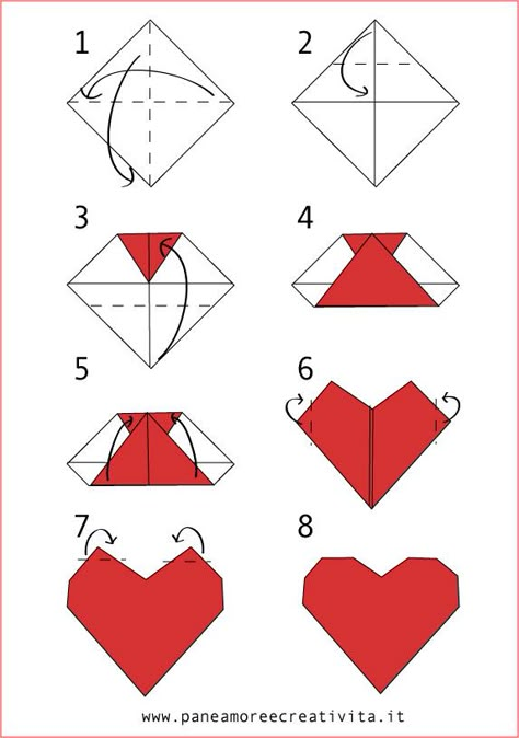 Fate le Creative » Ricominciamo nel mese dell’amore! Easy Origami For Kids, Hadiah Diy, Tutorial Origami, Origami Bookmark, Kids Origami, Origami For Beginners, Cute Origami, Origami Love, Origami Patterns