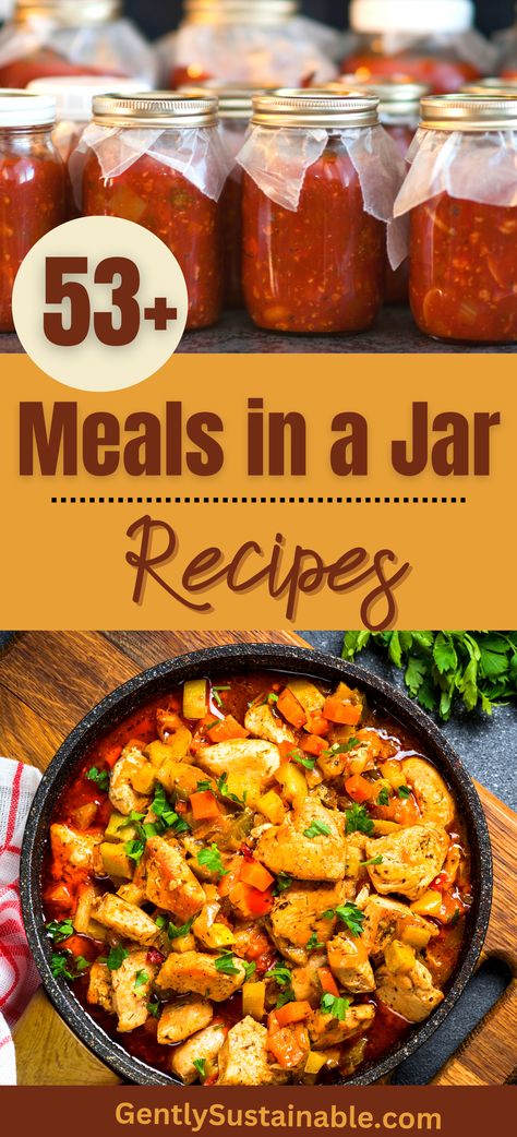 Canning Convenience Meals, Canning One Jar Meals, Jar Dinners Mason, Pressure Can Meals In A Jar, Dinner Canning Recipes, Dehydrator Meals In A Jar, Meal In A Jar Recipe Dry Mixes, Home Canned Meals, Make Ahead Jar Meals