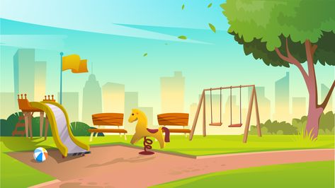 Cartoon Playground Background by Cartoons.co Playground Background, Cartoon Playground, Park Background Cartoon, Cartoon Garden Background, Cartoon Park, Tree House Playground, Grass Background Cartoon, Cartoon Field Background, Outside Playground