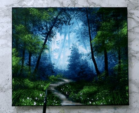 Beginning Painting Ideas, Forest Path Painting, Forest Painting Acrylic, Painting Techniques Art, Nature Paintings Acrylic, Free Painting, Scenery Landscape, Forest Background, Forest Path