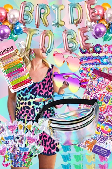 If you're a 90's baby, you have to consider throwing a Lisa Frank themed bachelorette weekend! There are so many bright colors and fun nostalgic things that you can add as decorations or favors! #lisafrank #nostalgia #bachelorette #bacheloretteweekend #brightcolors #ad Lisa Frank Decor, Lisa Frank Bachelorette Party, Y2k Slumber Party, Bachelorette Mood Board, Lisa Frank Inspired, Nostalgic Things, Last Disco, Themed Bachelorette, Glitzy Glam