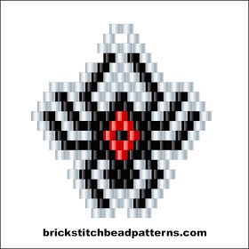 Black Widow Spider Halloween Brick Stitch Beaded Earring Pattern Color Chart Halloween Earrings Beaded, Halloween Beaded Jewelry, Rough Gemstone Jewelry, Anting Manik, Seed Bead Projects, Widow Spider, Black Widow Spider, Beaded Banners, Beaded Spiders