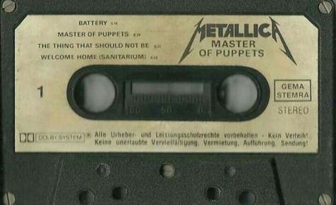 Master Of Puppets, Music Cassette, Stranger Things Aesthetic, Cassette Tapes, Music Poster, Hard Rock, Rock N Roll, Puppets, Heavy Metal