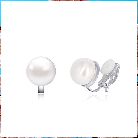 YOQUCOL Simulated Freshwater Pearl Clip On Earrings Not Pierced Elegant Stud Jewelry For Women Girls Concert Wedding, Graduation Ball, Ear Pins Earrings, Ball Party, Magnetic Earrings, Pierced Jewelry, Stud Jewelry, Brides And Bridesmaids, Jewelry For Women