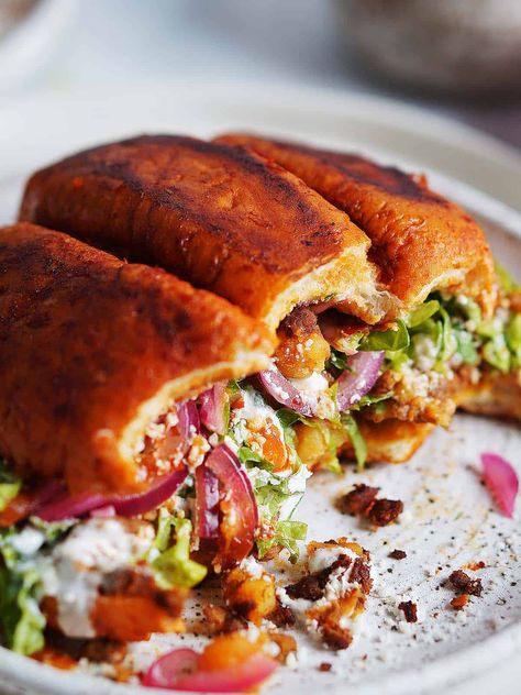 For sandwich lovers who are fond of Mexican dishes the word Torta elicits nothing but happy thoughts. This Mexican sandwich can have lots of different fillings but always satisfies those big hunger cravings. Stock up on bolillo rolls and check out our 10 favorite Torta recipes. #holajalapeno #torta #Mexicansandwich #sandwich Mexican Tortas Recipe, Guajillo Salsa, Mexican Torta, Mexican Tortas, Tortas Sandwich, Mexican Sandwich, Baked Coconut Shrimp, Torta Recipe, Chorizo And Potato