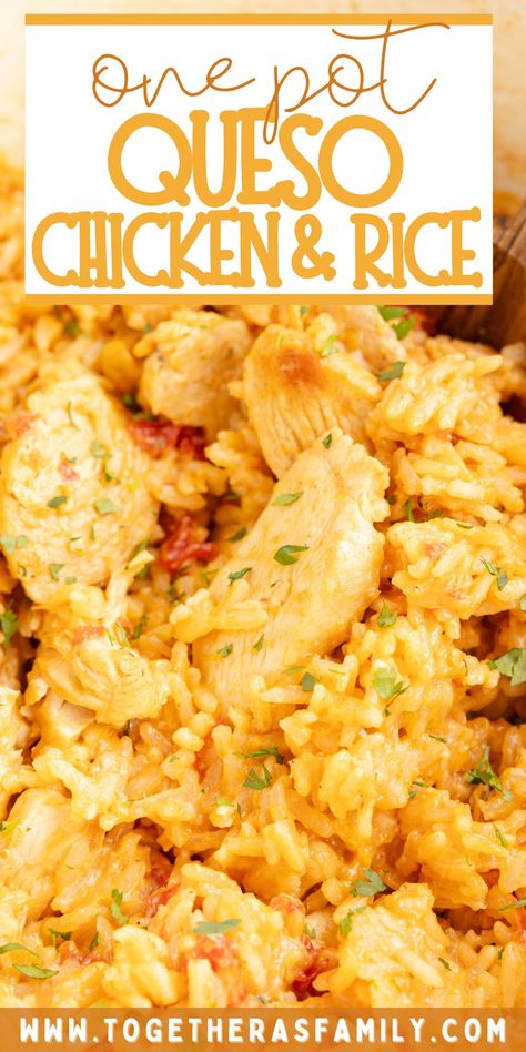 Essen, Chicken Queso Rice, Chicken Cheese And Rice Mexican Recipe, Easy Weeknight Dinners For Family, Easy Dinner For Picky Eaters, Rice Meals Dinners, Crockpot Chicken And Rice Recipes, Quick And Easy Dinner Recipes Chicken, Easy Healthy Dinner Recipes For Family