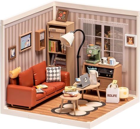 Miniature Living Room, Diy Miniature House, Living Lounge, Tiny Room, Miniature Dollhouse Accessories, Mini Dollhouse, Mini Ideas, Diy Building, Miniature House