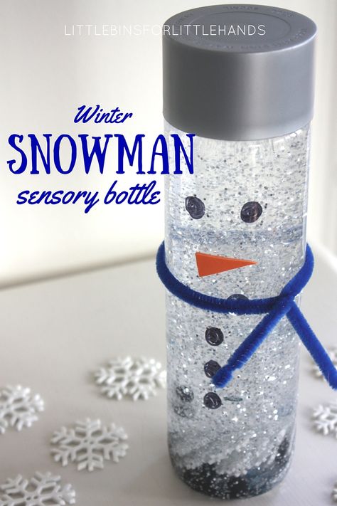 Diy Schneemann, Melting Snowman, Snowmen Activities, Discovery Bottles, Sensory Bottle, Melting Snowmen, Sensory Crafts, Winter Activities For Kids, Sensory Bottles