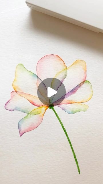 WATERCOLOR DAILY ⭐ online art gallery on Instagram: "Beautiful tutorial by @blissofcolours 🌈 Colorful 😍 Find your daily art inspiration on @watercolor_daily" Watercolour Art For Beginners Simple, Beginner Water Painting Ideas, Watercolor Person Simple, Cool Watercolour Ideas, How To Paint A Watercolor Flower, Beginners Watercolour Ideas, Watercolor For Beginners Tutorials, Art Ideas Watercolor Easy, Easy Watercolor Background Ideas