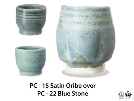 PC-15 Satin Oribe over PC-22 Blue Stone | AMACO Brent Satin Oribe Glaze, Ceramics Glazing, Glaze Layering, Amaco Brent, Ceramic Projects, Clay Glaze, Glaze Combinations, Glaze Combos, Glaze Ideas