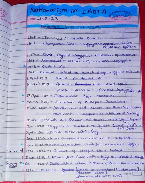 Notes, Social Science, History, Class 10, Ncert, CBSE, Chapter 2, Nationalism in India. Important dates with related events. How To Study History Class 10, Nationalism In India Class 10 Mind Map, Class 10 Sst Notes History, Class 10 Boards Motivation, Class 10 History Chapter 1 Notes, Nationalism In India Class 10 Notes, Nationalism In Europe Class 10 Notes, Class10 Notes, Nationalism In India Notes