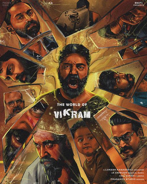 Vikram Movie, Actors Illustration, Film Posters Art, Movie Artwork, Iconic Movie Posters, Bollywood Posters, Cinema Art, Comic Poster, Film Poster Design