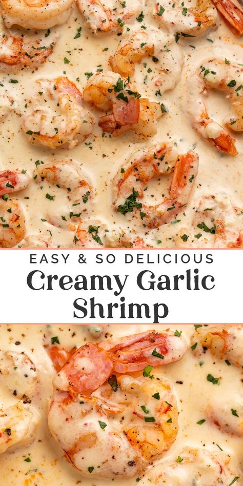 Shrimp Sauce For Pasta, Shrimp Garlic Recipes, Easy Creamy Shrimp Pasta, Shrimp With Sauce Recipes, Recipes With Breaded Shrimp, Steak With Shrimp Cream Sauce, Shrimp Recipes For One Person, Shrimp Recipes Lunch, Shrimp And Mashed Potatoes Recipes