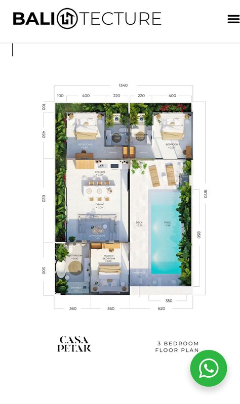 Bali House Plans Layout, 3 Bedroom Villa Floor Plans, 2 Bedroom Villa Floor Plan, Small Spa Layout, Villa Resort Design Plan, Small Villa With Pool Floor Plan, Small Villa Floor Plan, Small House With Pool Floor Plans, Bali Style Home House Plans