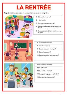 Description image - La Rentrée Learning French For Kids, Basic French Words, French Worksheets, French Language Lessons, Grammar Practice, French Class, Genius Quotes, French Lessons, Language Lessons