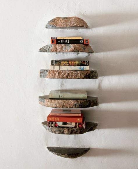 Want for living room. Raw edge sliced rock shelves Masculine House, Cave House, House In Nature, Majorca, Organic Design, Natural Home, A Rock, French Design, Home Interior