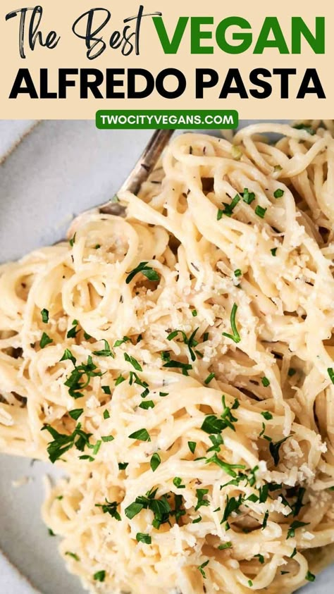 Fetuccini Alfredo Recipe, Vegan Alfredo Pasta, Fetuchini Alfredo, Fettucini Alfredo, Alfredo Recipes, Vegan Alfredo Sauce, Vegan Tomato Soup, Vegan Spaghetti, Vegan Alfredo