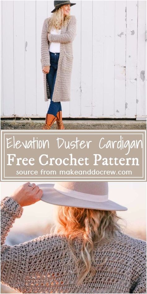 Elevation Crochet Duster Cardigan Free Pattern #freecrochetpattern #crochetduster #freecrochetduster #freecrochetdusterpattern Crochet Duster Cardigan, Duster Pattern, Cardigan Free Pattern, Crochet Duster, Crochet Cardigan Free, Crochet Cardigan Pattern Free, Crochet Cardigan Sweater, Crochet Sweater Pattern Free, Crochet Tops Free Patterns