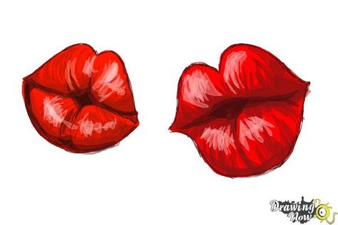 Puckered Lips, Lips Cartoon, Kindergarten Drawing, Kissing Drawing, Lips Sketch, Kiss Lips, Mouth Drawing, Kissing Lips, Drawing Lessons For Kids