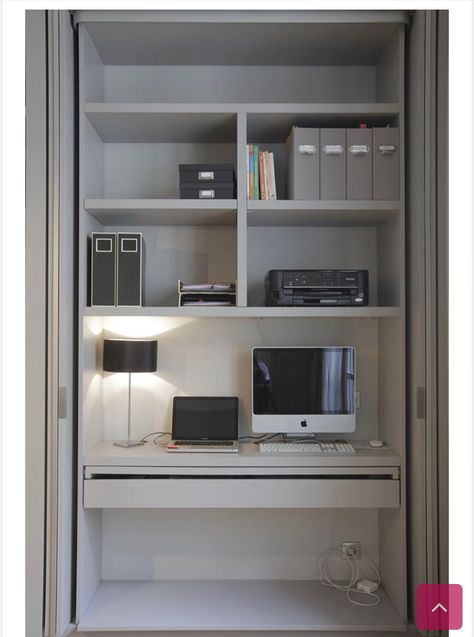 Architects Desk, Home Office Closet, Office Architecture, Office Cupboards, Closet Office, Small Home Offices, Office Nook, Desk In Living Room, Small Home Office