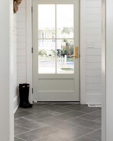 Forever Tile Inc (@forevertile) • Instagram photos and videos Exterior Mudroom Entrance, Laundry Room Back Door Entrance, Laundry Room Exterior Door, External Porch, Foyer Tile Ideas, Backdoor Entry, Room Tiles Floor, Room Floor Tiles, Mudroom Remodel