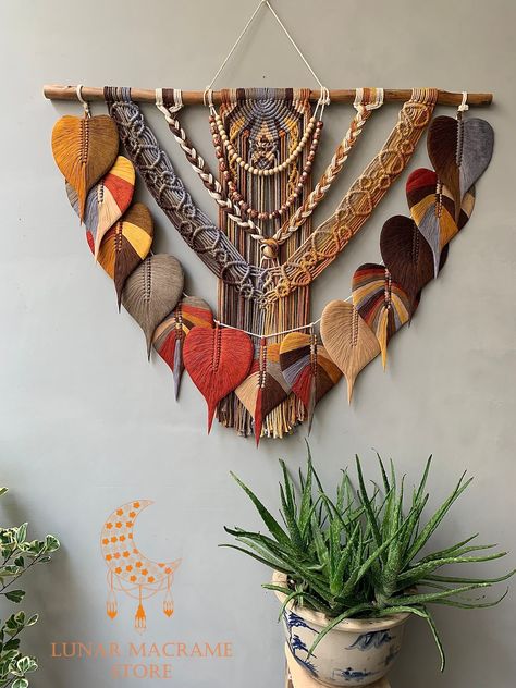 This Wall Hangings item by LunarMacrameStore has 4 favorites from Etsy shoppers. Ships from Vietnam. Listed on Aug 24, 2024 Wooden Macrame Wall Hanging, 5mm Macrame Projects, Macrame Design Ideas, Macrame Leaves Wall Hanging, Macrame Frame, Boho Style Home Decor, Macrame Leaves, Mom Yoga, Colorful Macrame