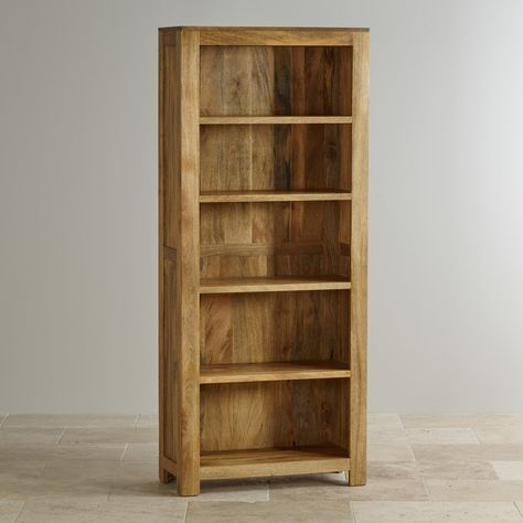 Mantis Light Natural Solid Mango Tall Bookcase Oak Furniture Land, Bookcase With Drawers, Tall Bookcase, Dark Carpet, Oak Furnitureland, Tall Bookcases, Oak Bookcase, Wood Bookshelves, Furniture Bookshelves