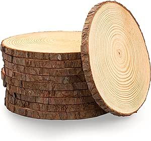 Set of (10) 10-11 inch wood slices for centerpieces! Wood slice centerpieces, wood rounds, tree slices (10 inch) Wood Slice Centerpieces, Large Wood Slices, Rustic Party Decor, Circle Crafts, Farmhouse Ornaments, Adornos Halloween, Wooden Slices, Wood Disc, Wood Circles