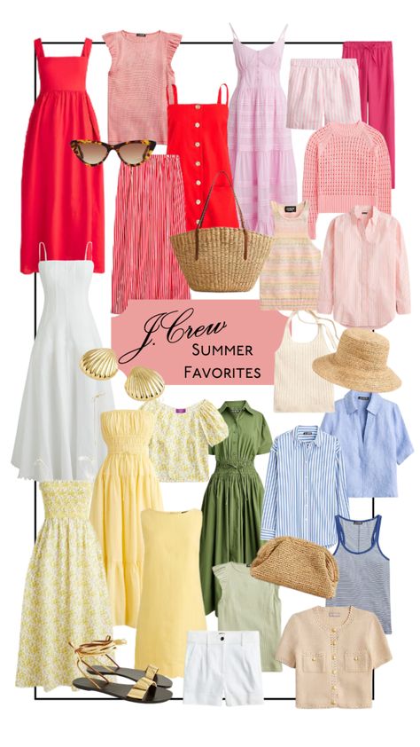 Splashing into summer with J.Crew Factory Outfits, Jcrew Summer, Jcrew Swim, Travel Capsule Wardrobe Summer, Classic Summer Outfits, Asia Cruise, Travel Looks, French Aesthetic, Summer Outfits 2024