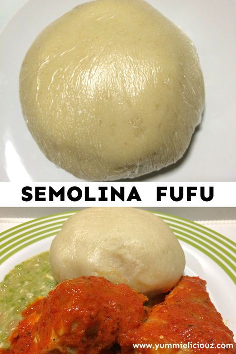 How to make semolina fufu. Semolina fufu also called semovita fufu is a popular nigerian fufu recipe. Easy Fufu Recipe, Nigerian Fufu Recipe, Swallow Food, Semolina Recipe, African Recipes Nigerian Food, Nigerian Recipes, African Cooking, Nigerian Food, African Food