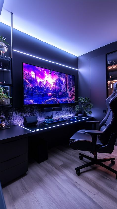 The Ultimate Gaming Room Ideas for Boys: A Visual Journey of Unique Setups - Remodr Gaming Room With Tv, Rgb Room Ideas, Gaming Tv Setup, Gamer Room Ideas Boy Bedrooms, Gaming Room Ideas For Boys, Gaming Room Design, Desk Setup Gaming, Ultimate Gaming Room, Video Game Room Decor