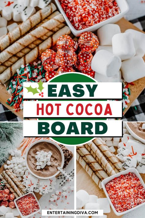 Charcuterie Board Hot Coco, Kid Friendly Hot Chocolate Bar, Christmas Smores Charcuterie Board, Hot Chocolate Board Christmas, Christmas Hot Chocolate Charcuterie Board, Hot Chocolate Bar For Work, Hot Cocoa Tray Ideas, Hot Cocoa Board Ideas, Hot Chocolate Bar For Teachers