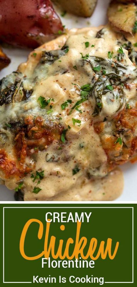 Creamy Chicken Florentine, Dinner Spinach, Chicken Florentine Recipe, Sautéed Chicken, Barbecue Pork Ribs, Florentines Recipe, Spinach Cheese, Chicken Florentine, Cheese Chicken