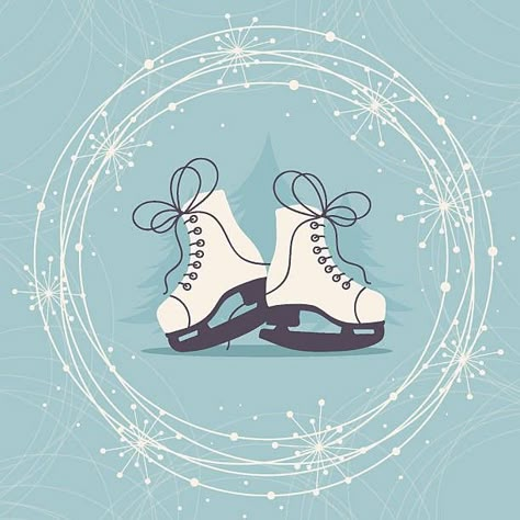 Ice Skate Drawing, Figure Skating Art, Happy In Love, Hand Drawn Cards, Sport Quotes Motivational, Christmas Vector, Quote Happy, Artwork Inspiration, Christmas Graphics