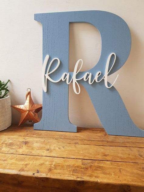 Painted Name Signs, Personalized Nursery Decor, Laser Engraved Ideas, Wood Name Sign, Wooden Name Signs, Name Wall Art, Wooden Letter, Wooden Names, Baby Name Signs