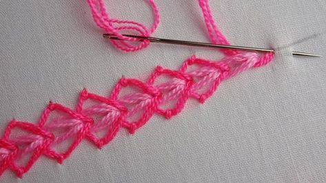 Double Chain Stitch, Basic Hand Embroidery, Ideas Embroidery, Simple Embroidery Designs, Hand Embroidery Patterns Flowers, Hand Embroidery Tutorial, Embroidery Tutorial, Embroidery Stitches Tutorial, Brazilian Embroidery