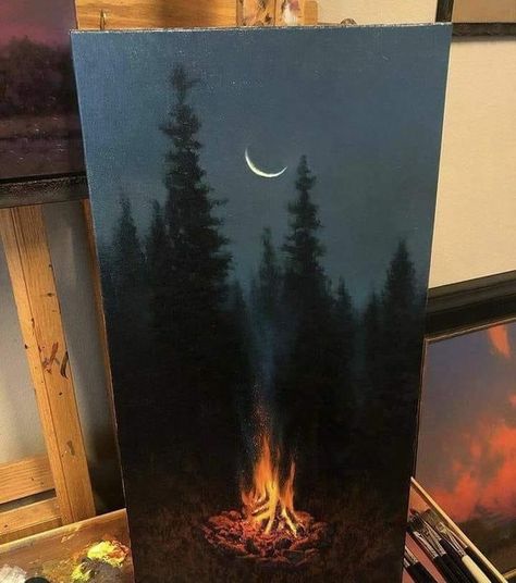 Fire Painting, Canvas Art Projects, Textured Canvas Art, Small Canvas Art, Nature Art Painting, Diy Canvas Art Painting, Art Inspiration Painting, Mini Canvas Art, Painting Inspo