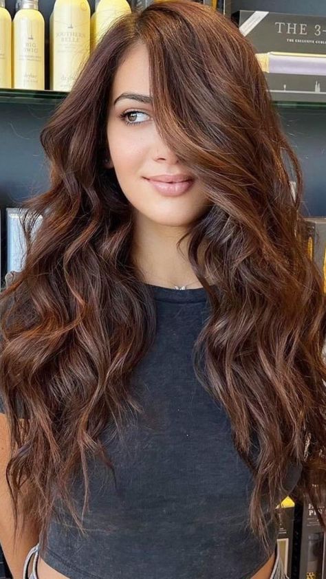 Fashion 60 Year Old Women, Rambut Brunette, Brown Hair Looks, Brown Hair Inspo, Fall Hair Trends, Hair Color Auburn, Long Hair Color, Dark Brown Hair Color, Hair Color And Cut