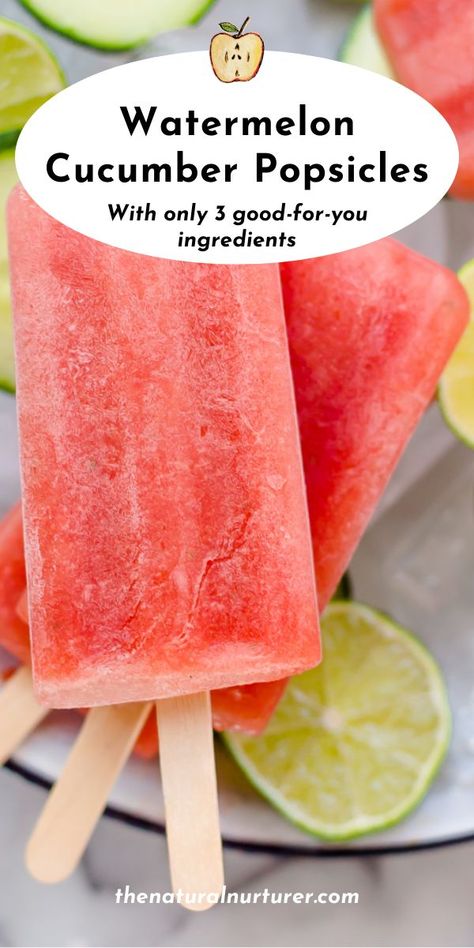 Cucumber Popsicles, Healthy Popsicle Recipes, Preschool Cooking, Watermelon Popsicles, Healthy Popsicles, Frozen Watermelon, Fruit Popsicles, Kid Friendly Snack, Homemade Popsicles