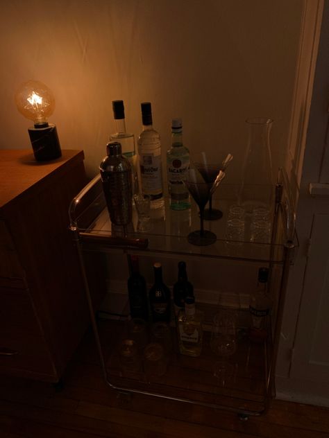 Grunge Bar, Bar Cart Aesthetic, Cart Aesthetic, Apartment Aesthetic, Paris Apartments, Bar Cart, Apartment, Paris, Bar