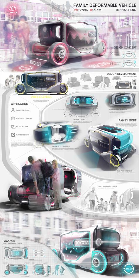 TOYOTA Family Concept 2030 on Behance Industrial Design Portfolio, Presentation Board Design, Presentation Layout, Industrial Design Sketch, Concept Car Design, 3d Modelle, Concept Board, Futuristic Cars, Transportation Design