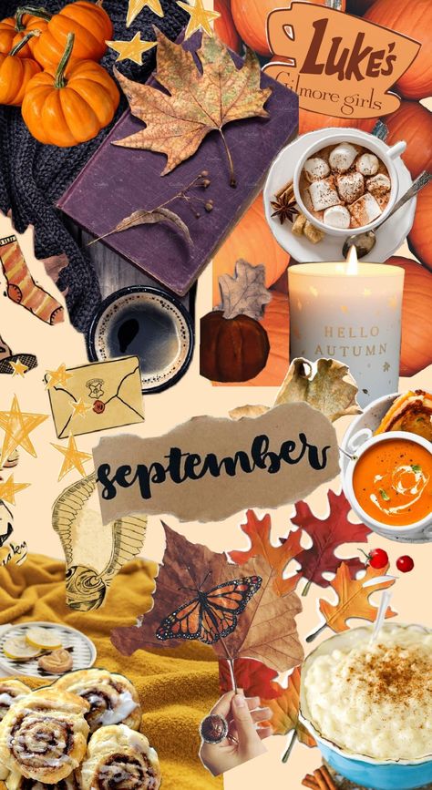 #autumn #autumnmoodboard #moodboard #September #septembermoodboard September Moodboard, Hello September, Hello Autumn, Gilmore Girls, Mood Board