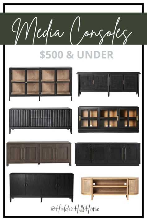 Living room decor media consoles under $500! 7 Foot Tv Stand, Dark Media Console, 70” Tv Console, Black Media Console Target, Media Console Playroom, Closed Media Console, Media Console With Storage, Apartment Media Console, Long Tv Cabinet Ideas