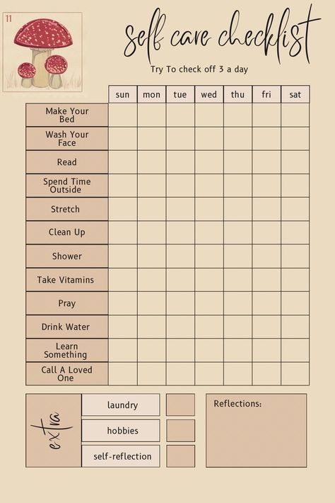 Introducing our Self Care Checklist - your essential companion for nurturing your mind, body, and soul. This beautifully designed checklist is your personal roadmap to self-care success. Selfcare To Do List, Body Glow Up Tips, Bunny Care Checklist, My Self Care Checklist, Self Care Chart, Physical Self Care Checklist, Self Care Checklist For Teenagers, Weekly Self Care Checklist, Printable Self Care Checklist